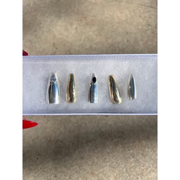 Diamond Nails Sterling Silver Nails, Nail art Special occasion wedding Nail - Picture 6 of 8